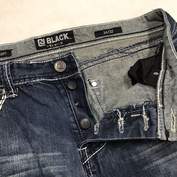 BUCKLE BLACK Premium Jeans Men 34x32 Low Rise Boot Button Fly Whisker Honeycomb - Picture 5 of 16